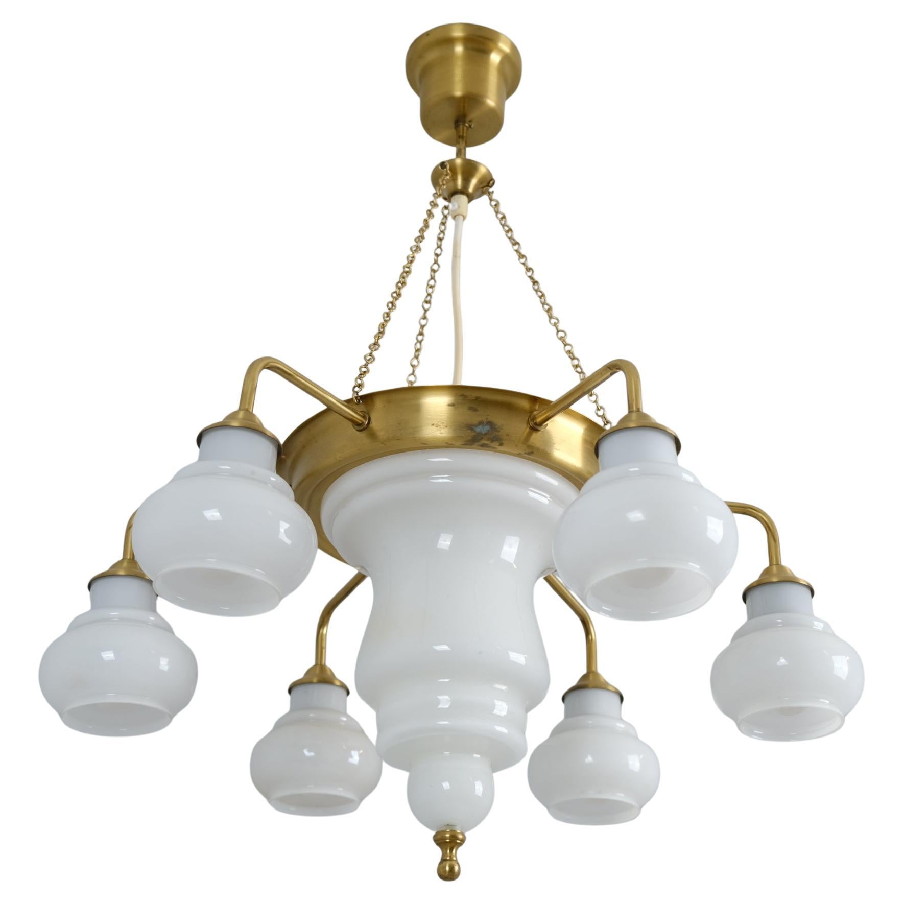 Lampadario 'Arabian Nights' in ottone e vetro, Kai Ruokonen, Kai Kai anni '70 in vendita