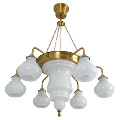 Lustre "Mille et une nuits" en laiton et verre, Kai Kai, Ker-lux, 1970