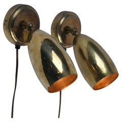 Pair Of Itsu Adjustable Scones Model EY 67 In Perforated Brass, Finland 1950s