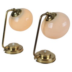 A Pair of Mid-Century Brass & Glass Table Lamps Model EV 53, Itsu 1950s