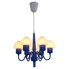 Lustre bleu et opalin Hans-Agne Jakobsson modèle T 526 pour Markaryd, années 1960