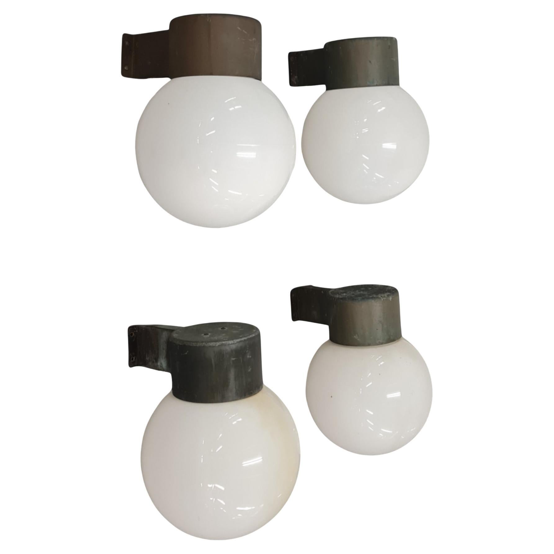 4 Lisa Johansson-Pape Brutalist Outdoor Wall Lights Model 17-037, Orno 1960