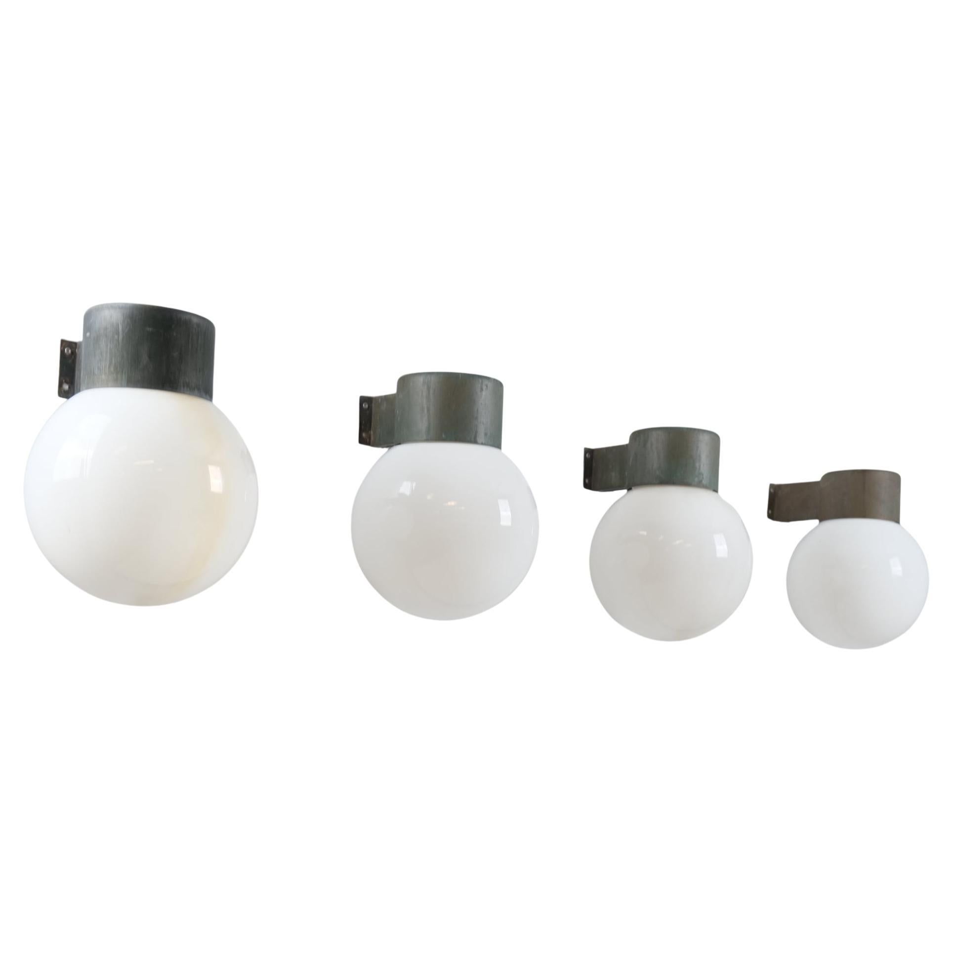 4 Lisa Johansson-Pape Brutalist Outdoor Wall Lights Model 17-037, Orno 1960