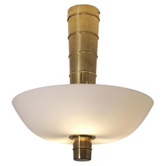 Deckenleuchte „Kanonschale“ von Paavo Tynell aus Messing und Glas, Idman, 9053, 1950er Jahre