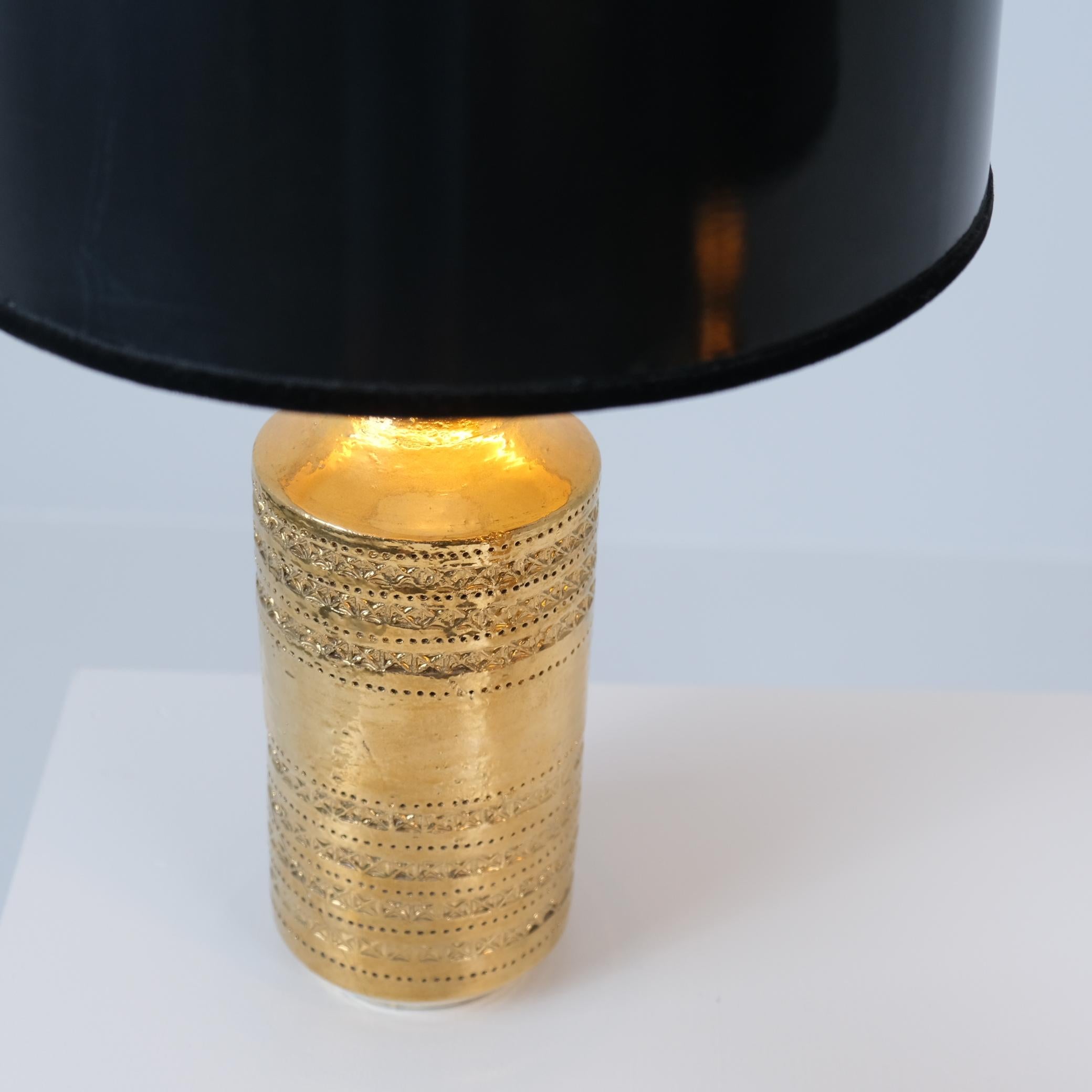 Paire de lampes de table Bitossi en céramique dorée, laiton et noir, Bitossi 1960s Bon état - En vente à Helsinki, FI