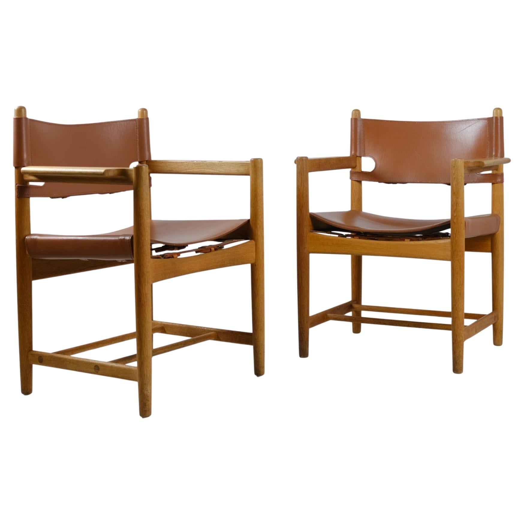 Poltrone Borg Mogensen 3238 "Sedia da caccia" in Oak e pelle, Fredericia 1960