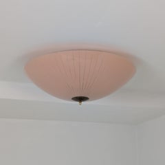 Lampada da incasso vintage in vetro acidato rosa salmone, Lasipaino Oy, Finlandia, anni '50