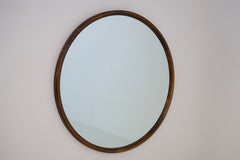Minimalist Round Wooden Frame Mirror, Finland 1930s