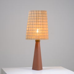 Lámpara de mesa Lisa Johansson-Papé 46-186 LJP de cuero y ratán, Orno años 50