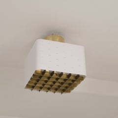 Small Paavo Tynell Starry Sky Ceiling Lamp 9068 in White & Brass, Idman 1950s