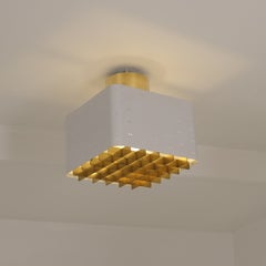 Paavo Tynell Starry Sky Ceiling Lamp 9068 in Putty White & Brass, Idman 1950s