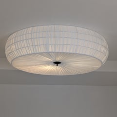Grande plafoniera modello 75-204 in ottone e tessuto, Stockmann Tukku 1950s