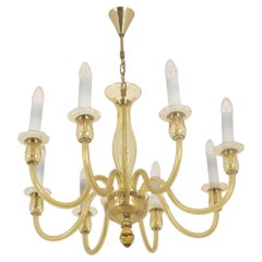 Vintage Murano-Style Eight-Light Chandelier in Honey-Amber Blown Glass, Stockman