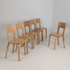 Set of Six Alvar Aalto Model 66 Chairs in Birch, Artek 1950s
