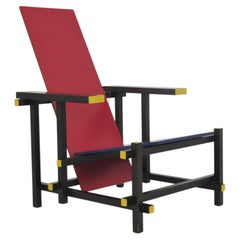 Gerrit Rietveld Red and Blue Chair by Cassina, late 20th Century
