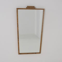 Art Deco Mirror in Flaming Birch, Finland 1920-30s