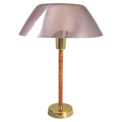 Lisa Johansson-Pape Ihanne Table Lamp, Aubergine, Brass & Leather, Finland 1990s