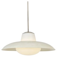 Gunilla Jung Pendant Mod. 1005, Opaline Glass, Nickled Brass & White, Orno 1940s