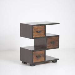 Art Deco Side Table with Drawers, Stained Birch, Mikko Nupponen, Finland 1930s