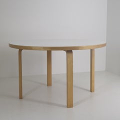 Alvar Aalto Model 91 Dining Table, Birch & White Linoleum, Finland 1960s