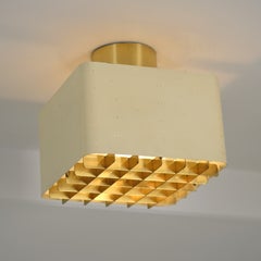 Paavo Tynell Starry Sky Ceiling Lamp 9068, Yellowish Beige & Brass, Taito 1950s