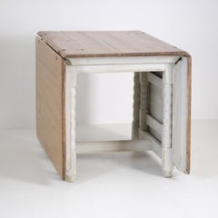 Esstisch im Landhausstil mit Klappplatten in Grau, Finnland, 1800er Jahre