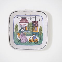 Assiette décorative en céramique de Laila Zink pour Kupittaan Savi, Finlande, années 1950