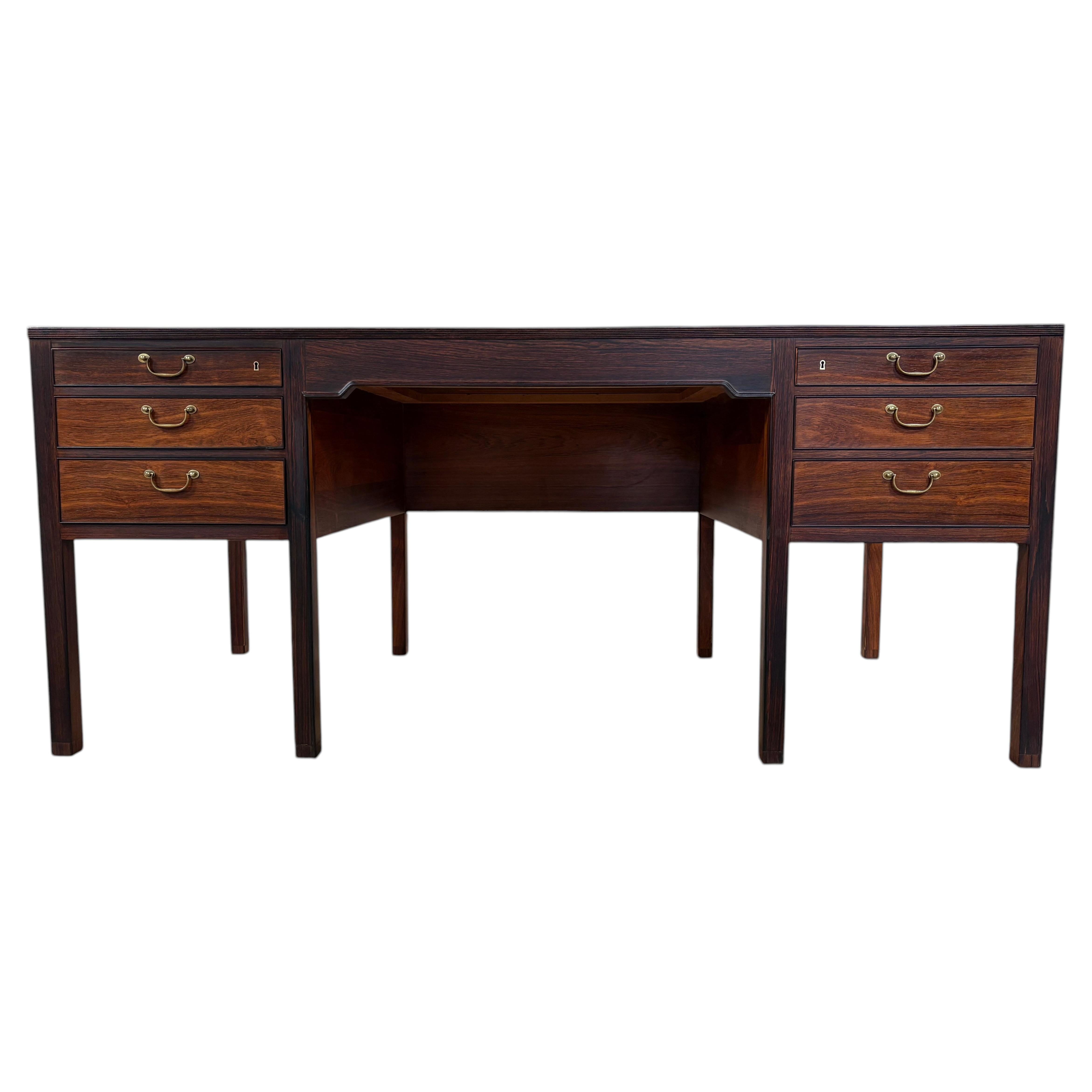 Ole Wanscher Desk by AJ Iversen - rare edition with 8 legs For Sale