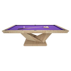 Slate Pool Tables Modern Striking V-legs Design Solid Oak, Red Felt