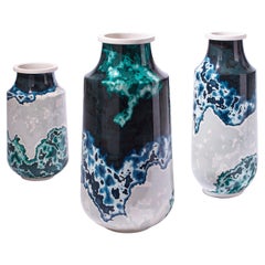 Cloud Stone, Set of 3Contemporary Vases / Vessels in Blue & Green by Nic Parnell