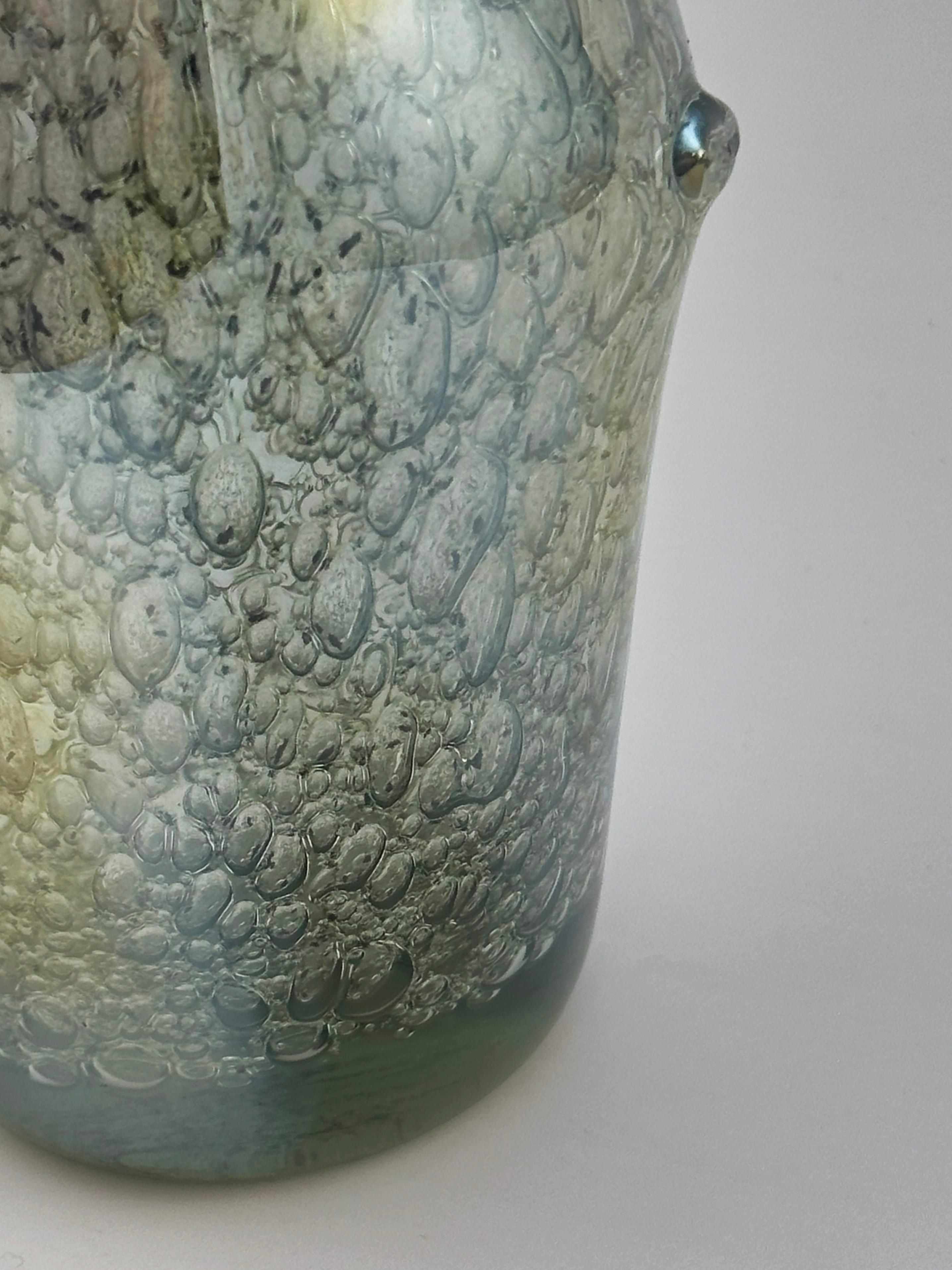 Italian Iridescent Murano-Style Freeform Glass Vase with Efeso Bubble Effect circa 1970s For Sale