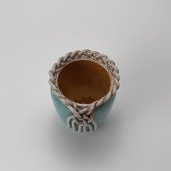 Vaso in ceramica turchese di Alexandre de Wemmel, Belgio, anni '50