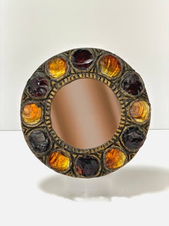 Espejo de cristal de Murano de estilo brutalista, Creaciones Gobesso, Italia, 1983