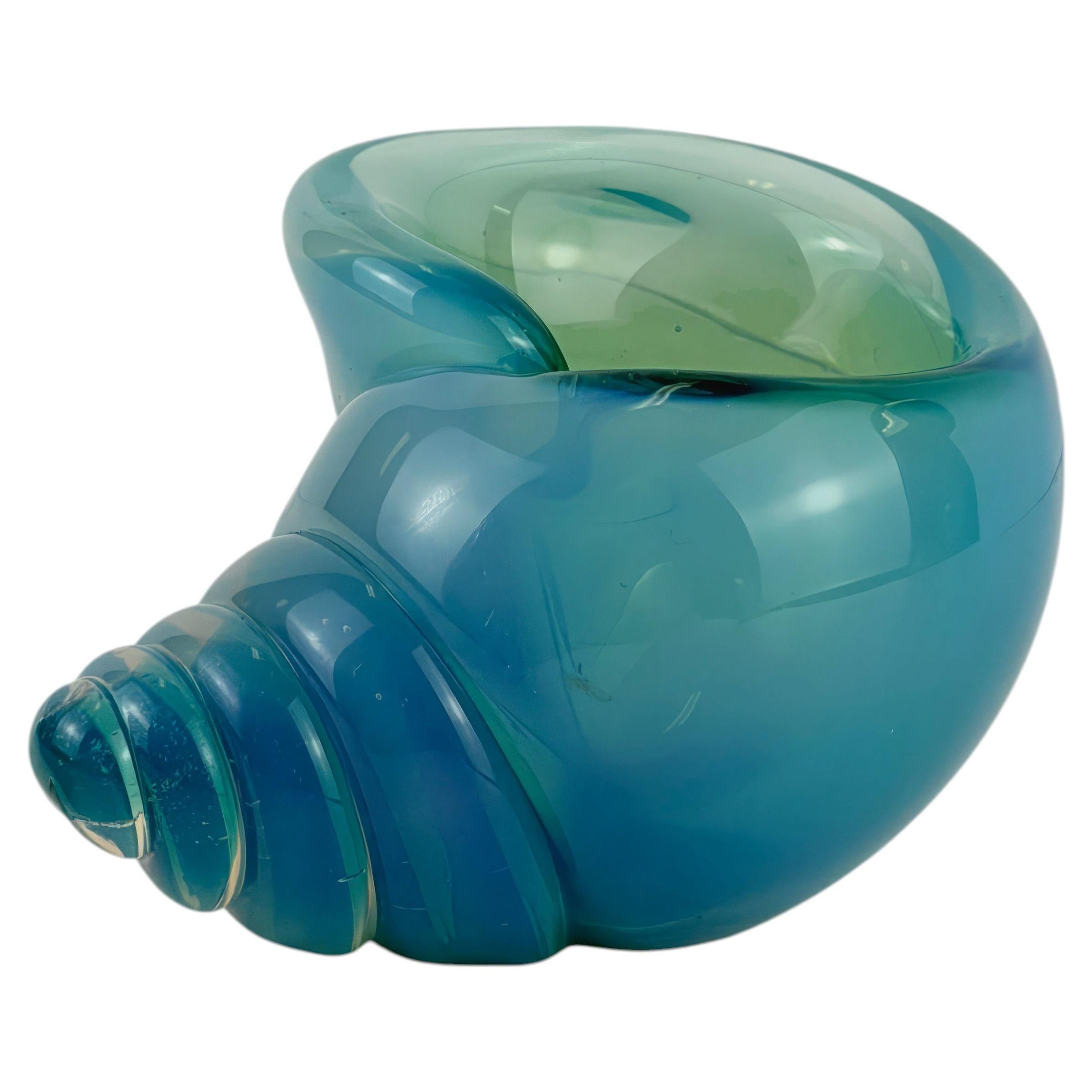 Murano Blue Alabastro Glass Shell, Archimede Seguso, Italy, 1960s For Sale