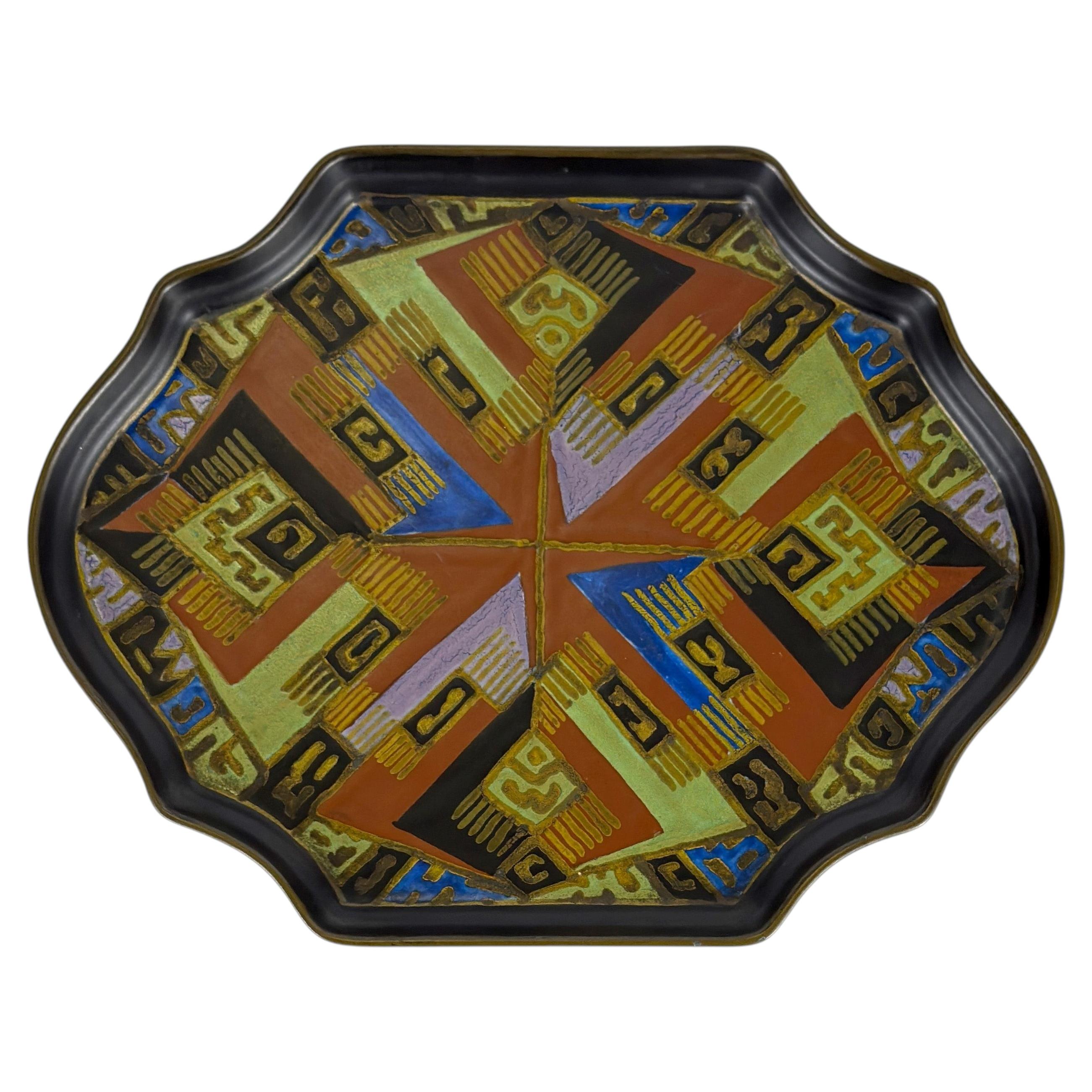 Bandeja de cerámica de estilo Art Déco holandés, Holanda Meridional, atribuida a Jaap Gidding, 1927 en venta