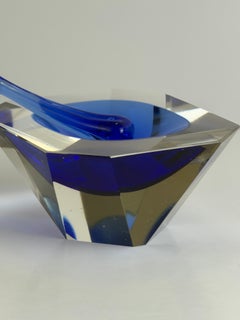 Sommerso Glass Bowl with Stamper, Seguso Vetri d'Arte, Italy, 1960s