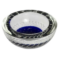Murano Sommerso Glass Bowl, Galliano Ferro, Blue Bullicante, 1960s