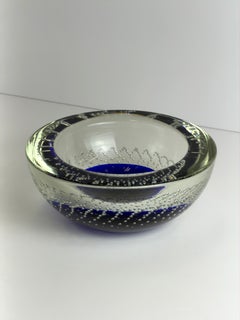 Bol en verre « sommerso » de Murano, Galliano Ferro, Bleu Bullicante, années 1960