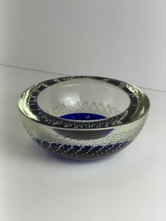 Murano Sommerso Glass Bowl, Galliano Ferro, Blue Bullicante, 1960s