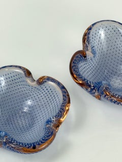 Murano Bullicante Bowls, Neodymium Sommerso, Galliano Ferro, 1970s