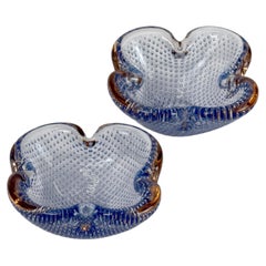 Murano Bullicante Bowls, Neodymium Sommerso, Galliano Ferro, 1970s