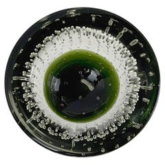 Murano Glass Bowl, Green Sommerso, Bullicante, by Galliano Ferro, Italy