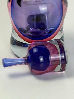 Murano Glass Sommerso Decanter, Purple and Fuchsia Pink, 1980s