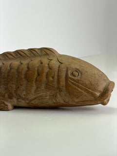 Japanese Keyaki Wood Koi Carp Sculpture, Meiji Period, Late 19th Century