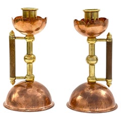 Pair of Arts and Crafts Copper Candlesticks by Benham & Froud, 1880s
