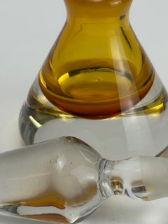 Murano Glass Perfume Bottle, Amber Sommerso, Tall Crystal Stopper, 1960s