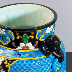 Antike französische emaillierte Vase im Japonismus-Stil von Jules Vieillard, 1880er Jahre