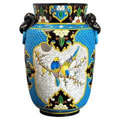 Antike französische emaillierte Vase im Japonismus-Stil von Jules Vieillard, 1880er Jahre