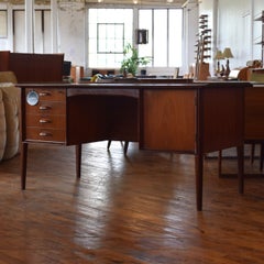 Mid-Century Danish Teak Executive Desk with Bookcase, 1960s