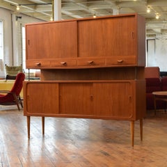 Mid-Century Danish Teak Highboard with Brass Accents, 1960s